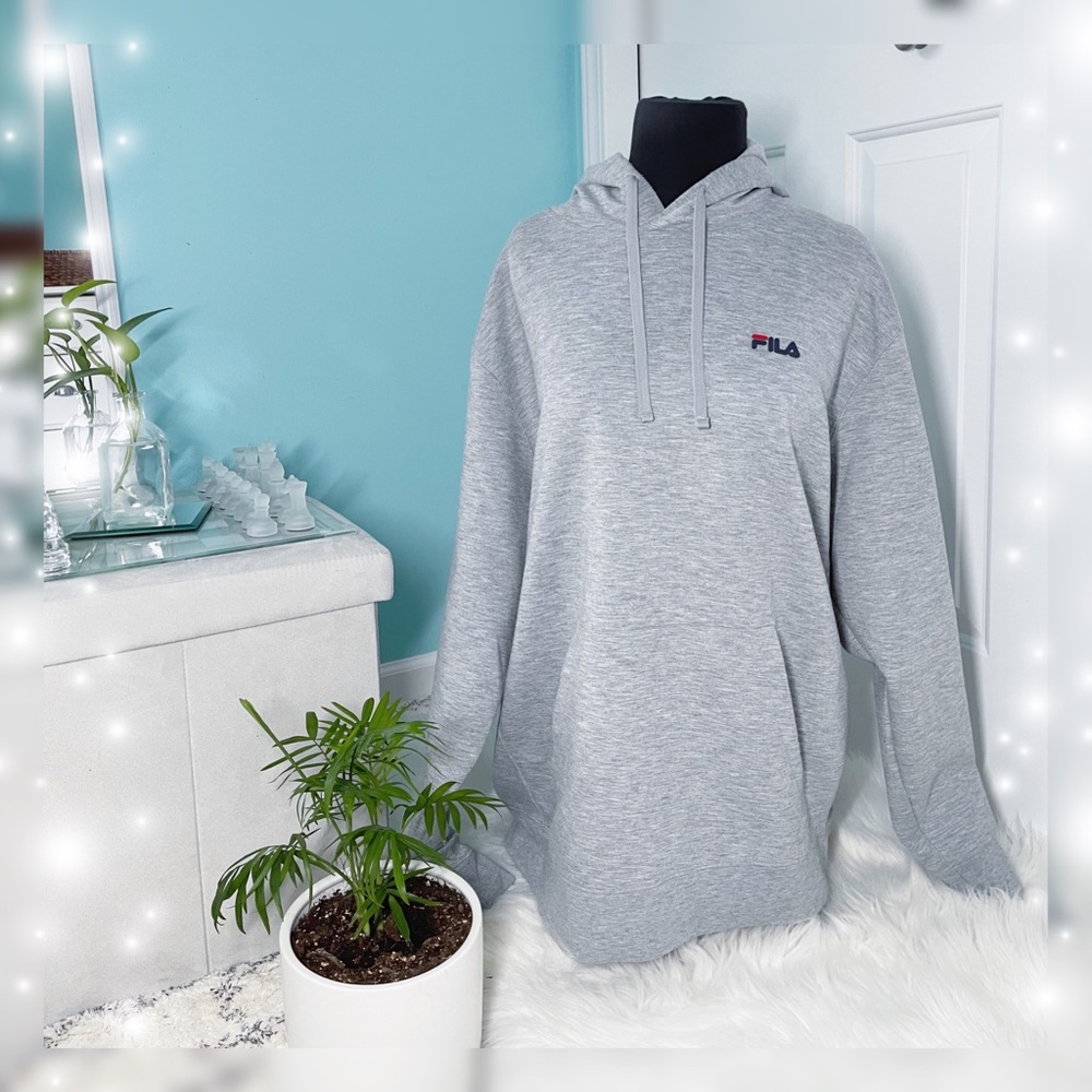 Comfy Oversized Gray Fila Sweatshirt
